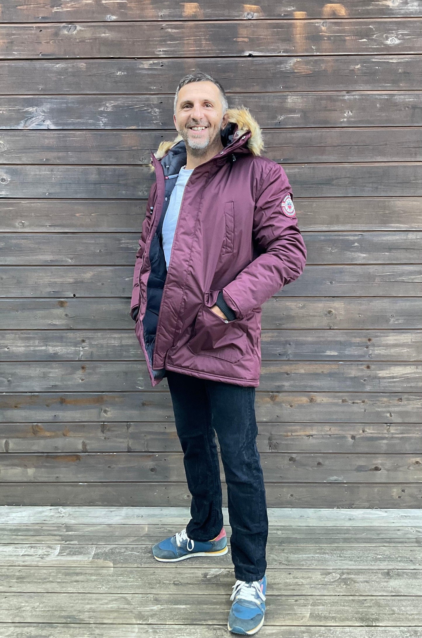 PARKA FOURRÉE HOMME NATSON SIMON AND SON BORDEAUX - Destockality